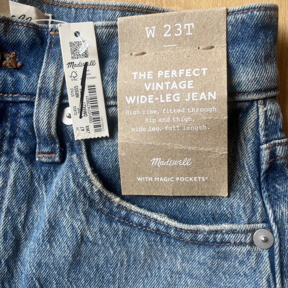 NWT Madewell Perfect Vintage Wide-Leg Jean Womens Size 23 Tall Medium Wash Basic - Picture 6 of 9